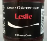 Share A Coke Zero With Leslie Personalized Coca Cola Bottle 2014