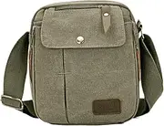 [TINEASUR] Men's Canvas Messenger Bag Large Crossbody Bag Zipper Pockets Comfortable Shoulder Strap Shoulder Bag for Men Green