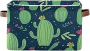 Cacti Succulents Green Storage Organizer Bin, Decorative Rectangle School Organizer Storage
