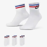 在飛比找森森購物網優惠-Nike 襪子 踝襪 短襪 毛巾底 3入組 白【運動世界】D