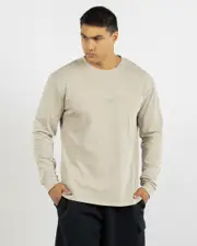 [Lucid] Lucid Men's Border Long Sleeve T-Shirt in Stone Grey Size Small S Stone Grey