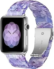 [VeveXiao] Compatible With Apple Watch Band 38mm 40mm 41mm 42mm 44mm 45mm 49mm Thin Light Resin Strap With Stainless Steel Buckle Bracelet For iWatch Series SE Series 8 7 Ultra 6 5 4 3 2 1 for Women Men