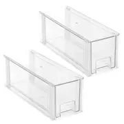 2x Boxsweden Crystal Stackable Slim 35cm Drawer Home/Office Organiser w/ Handles