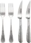 GLOBAL Steak Knife & Fork Set, All Stainless Steel, Made in Japan (Set of 2)