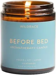 WILDRACE Before Bed Relaxation Candle | Clary Sage, Neroli, Geranium & Lavender Blend for Sleep & Stress Relief | 100% Soy Wax, Essential Oils, Plastic-Free | Natural Aromatherapy for Better Sleep