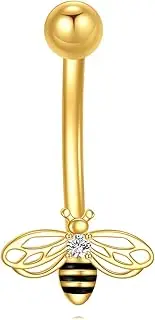 [KECHO] 14K Gold Belly Button Rings Real Gold Cubic Zirconia Piercing Jewelry for Women Hypoallergenic