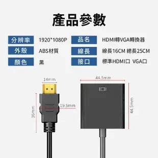 【買一送一】HDMI to VGA轉接線 HDMI轉VGA 電腦轉電視(音源版/無音源版)