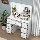 XXL Large Dressing Table Make up Desk 7 Drawers Set w/ Hollywood 11 Bulbs Mirror