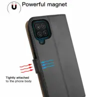 YKOOE Leather Wallet Flip Cover Case for Samsung Galaxy M32 MATTE BLACK BROWN