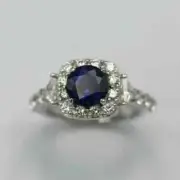 2Ct Round Lab-Created Blue Sapphire Claddagh Wedding Ring 14k White Gold Plated