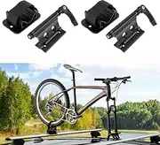 AUXMART Universal Bike Block Fork Mount for 9mmx100mm, 2 Sets CNC Aluminum Quick-Release Mounts Car Roof Rack Carrier Holders Brackets Bicycles/Vehicles/Pickup/Truck/Vans Storage Front + Rear Black