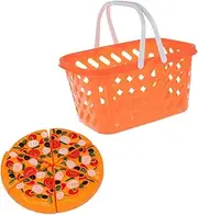 ULTECHNOVO 1 Set Portable Grocery Basket with Pizza Pretend Play Shopping for Role Play for Preschool Developmental Games