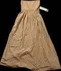 Ethos PARIS*NWT Springtime Cute Apricot Organic Cotton Strapless Long Dress L