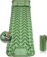 Camping Sleeping Pad Self Inflatable Camping Mattress with Pillow Portable Ultralight with Built-in Foot Pump Air Mattress for Hiking,Backpacking,Traveling,Army Green