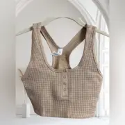 Aerie Offline NEW tan woven least support active sport bra Small neutral
