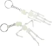 [BESTYASH] 2 pcs Glowing Skull Keyrings Durable Purse Charm Keychains for Halloween Decor Unique Bag Accessories