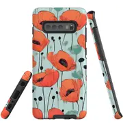 For Samsung Galaxy S10+ Plus Tough Protective Cover, Poppy Field