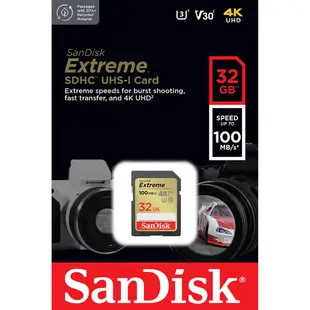 SanDisk 32GB Extreme SDHC SD UHS-I U3 V30 32G 記憶卡