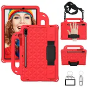 For Samsung Galaxy Tab S8 (2022)/Tab S7 (2020) Case, Armour Cover, Stand & Strap, Red