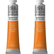 2x Winsor & Newton 200ml Winton Oil Colour Paint Artist Cadmium Orange Hue