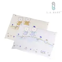 在飛比找momo購物網優惠-【L.A. Baby】乳膠平枕(藍.米)