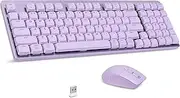 LeadsaiL FA98 Wireless Mechanical Keyboard and Mouse, 2.4Ghz Cordless Mechanical Keyboard and Silent Mouse, Low-Profile Red Switch, 98-Key Compact Slim 96% Keyboard for Windows/MacOS PC Laptop- Purple