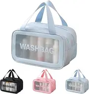 [Namenand] Cosmetic Bag, Toiletry Bag Women, Toiletry Bag, Men's Transparent, Portable Waterproof Organiser, Zip Makeup Bag with Large Capacity for Men, Women, Children, Family, Blue, 35 x 12 x 20 cm,