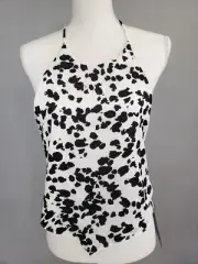 NEW NASTYGAL Size 8 Animal Print Cow Black White Halter Tie Western Shirt