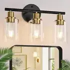 Bathroom Light Fixtures Bathroom Wall Lights, Modern 3-Light Black and Gold