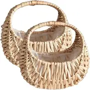 TOGEVAL 2Pcs Woven Flower Baskets with Handle for Decorative Arrangements and Storage Rustic Outdoor Handheld Baskets for Weddings and Home Decor