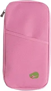 [Generic] Multi-Functional Travel Passport Package Credit ID Card Cash Wallet Multicolor Holder Case Document Storage Bag Purse Documents Zipper Organizer Sex Pink One Size