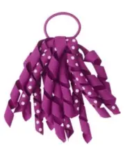 GYMBOREE FRIENDSHIP CAMP PURPLE DOTS LONG CURLY PONYTAIL HOLDER 1-ct NWT