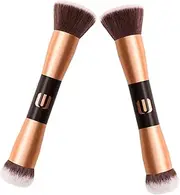 VICASKY Elegant Portable Makeup Brushes 2pcs Set Angled Foundation Blush Brush for Travel Daily Use Smooth Applicati