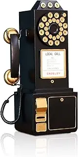 Antique Telephone -Rotary Dial Landline Phone Model Vintage Classic Phone Props 9.8''L x 6.3''W x 19.7''H Black Retro Wall Mounted Crafts Ornaments Cafe Bar Window Booth Decoration