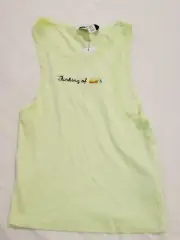 Topshop Women's Sleeveless Thinking of Burgers Crop Tank Top MC9 Green Size US:4