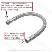 50 pcs 3/8" Female Comp X 3/8" Male Comp X 12" SS Faucet Supply Connector Lines