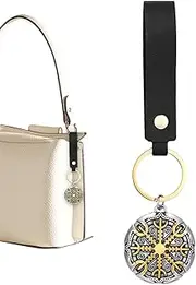 [Generic] Key Chains,Metal Keychain Pendant Totem Compass Key Chains - Retro Bag Charm Keyring Leather Rope Jewelry Accessories for Handbag Backpack Vehicles Truck