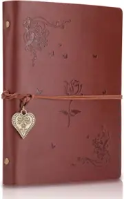A5 Notebook Leather Journal Girls Notebook Vintage Leather Sketchbook, Refill...