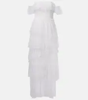 [Alexandra Miro] Alexandra Miro Carmen polka-dot tulle maxi dress AU 8 white