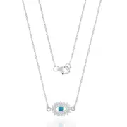Zamel's Sterling Silver 45cm Turquoise White Topaz Evil Eye Necklace w/Pendant