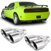 2Pcs Car Exhaust Pipe Double Outlet 2.5" Inlet 3.5" Outlet For Dodge Challenger