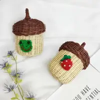 在飛比找樂天市場購物網優惠-新款可愛草編包編織藤編包兒童迷你草莓小包包女斜挎口紅包零錢包