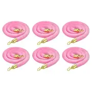 5 Feet Pink Velvet Stanchion Rope, 6 Pack Crowd Control Barrier Rope, Golden