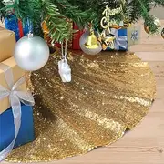[B-COOL] Gold Christmas Tree Skirt 24 Round Mini Tree Skirt Sequin Glitter Xmas Skirts for Holiday Decorations Outdoor Tree Skirts