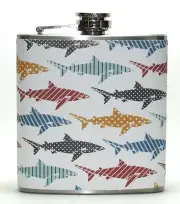 SHARKS SHARK FISH SURF BEACH OCEAN PARTY GIFT 6 0Z LIQUOR HIP FLASK FLASKS!