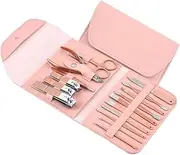 VALICLUD 16pcs Rose Gold Nail Clippers Set Ergonomic Manicure Tools for Easy Nail Care Grooming Complete Fingernail Toenail Trimmer Kit File and Cuticle Nipper