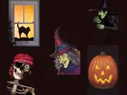 Single Halloween Window Poster Wizard of Oz Black Cat Pirate Witch Pumpkin