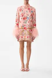 MINI SHIRT DRESS WITH FEATHERS MAJESTIC MILLA