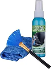 AIMALL 3in1 Screen Cleaning Kit for Electronics, 80ml Cleaner for Laptops, LCD Displays, and TVs, Includes Microfiber Cloth and Dust Brush