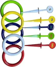 Oshhni Kids Rings Toss Game Set Tossing and Active Play Set 14 cm Diameter Color Perception Puzzle Toy 5 Throwing Rings for Outdoor